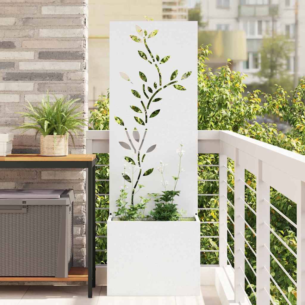 vidaXL Garten Sichtschutz-Leinwand Floral Weiß 50 x 150 cm