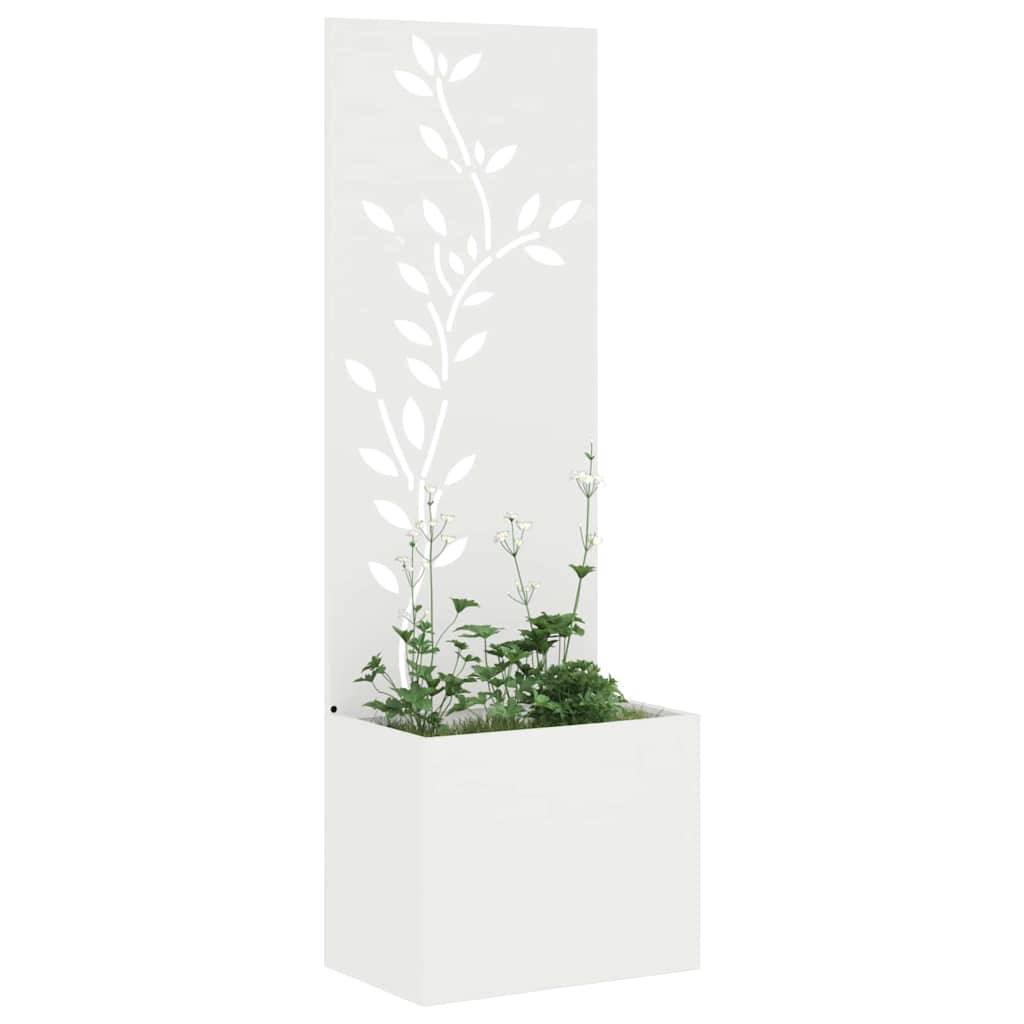 vidaXL Garten Sichtschutz-Leinwand Floral Weiß 50 x 150 cm