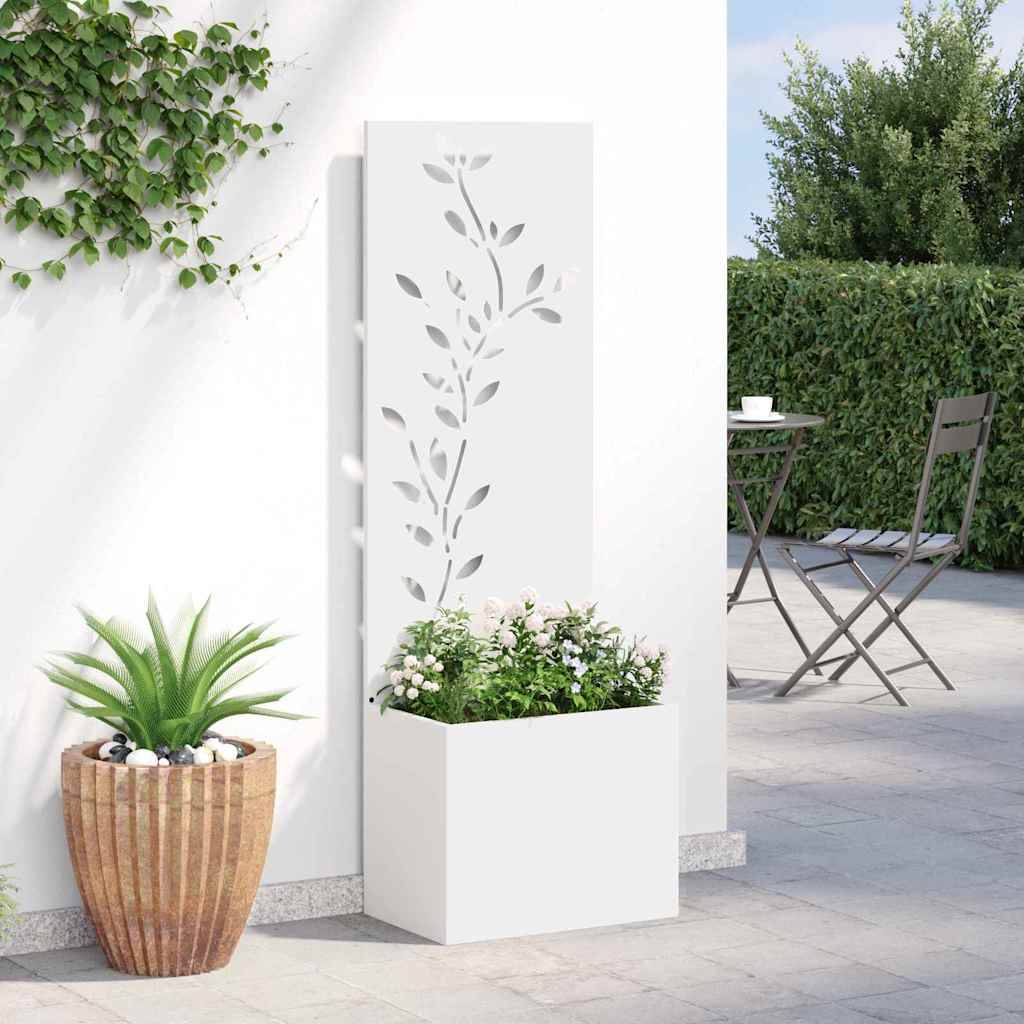 vidaXL Garten Sichtschutz-Leinwand Floral Weiß 50 x 150 cm