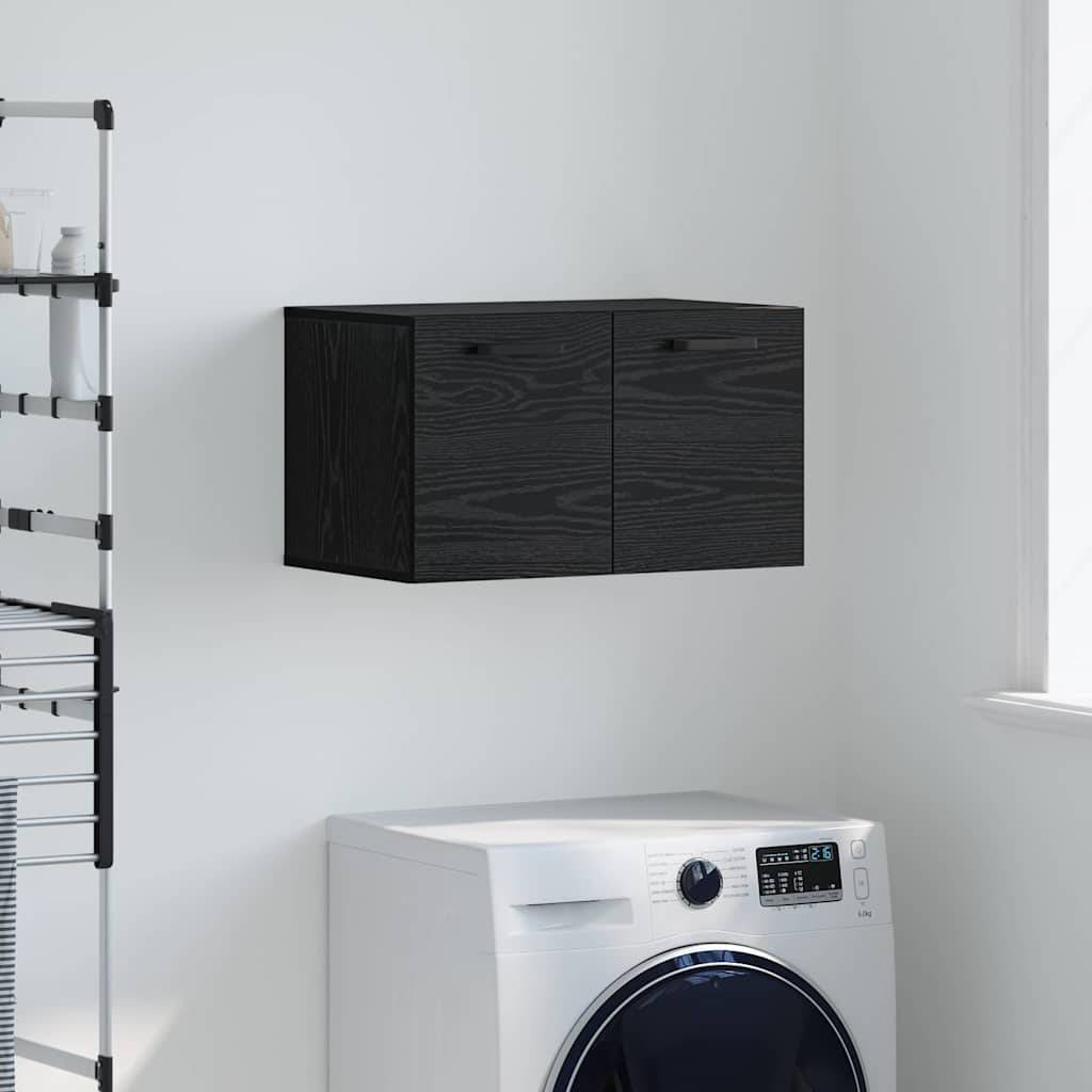 vidaXL Wandschrank Wandmontiert Schwarz Eichen-Optik 60 x 36,5 x 35 cm