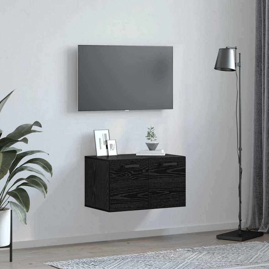 vidaXL Wandschrank Wandmontiert Schwarz Eichen-Optik 60 x 36,5 x 35 cm