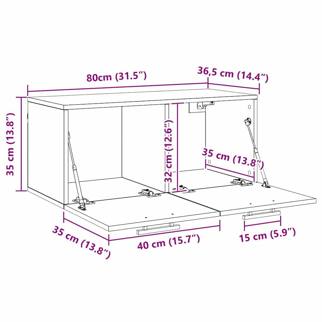 vidaXL Wandschrank Artisan-Eiche 80 x 36.5 x 35 cm Holzwerkstoff