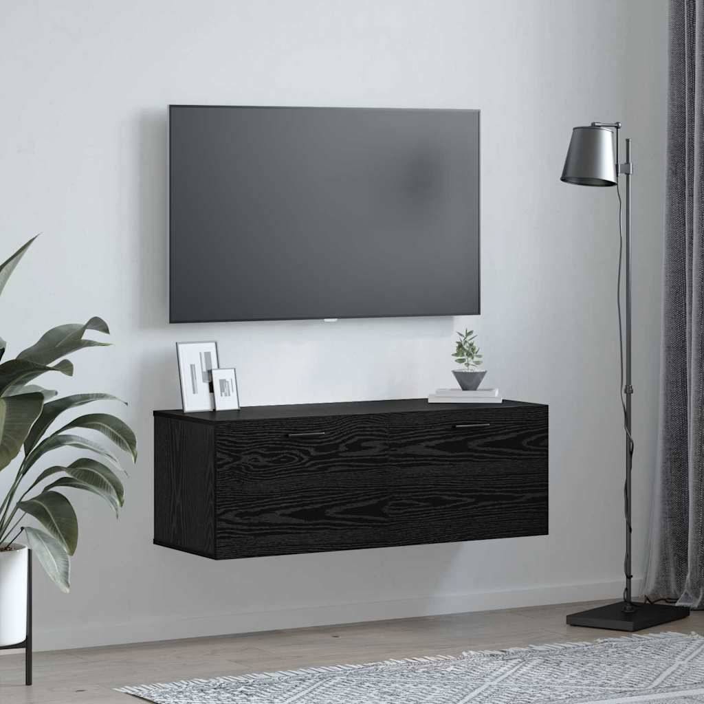 vidaXL Wandschrank Schwarz Eichen-Optik 100 x 36,5 x 35 cm