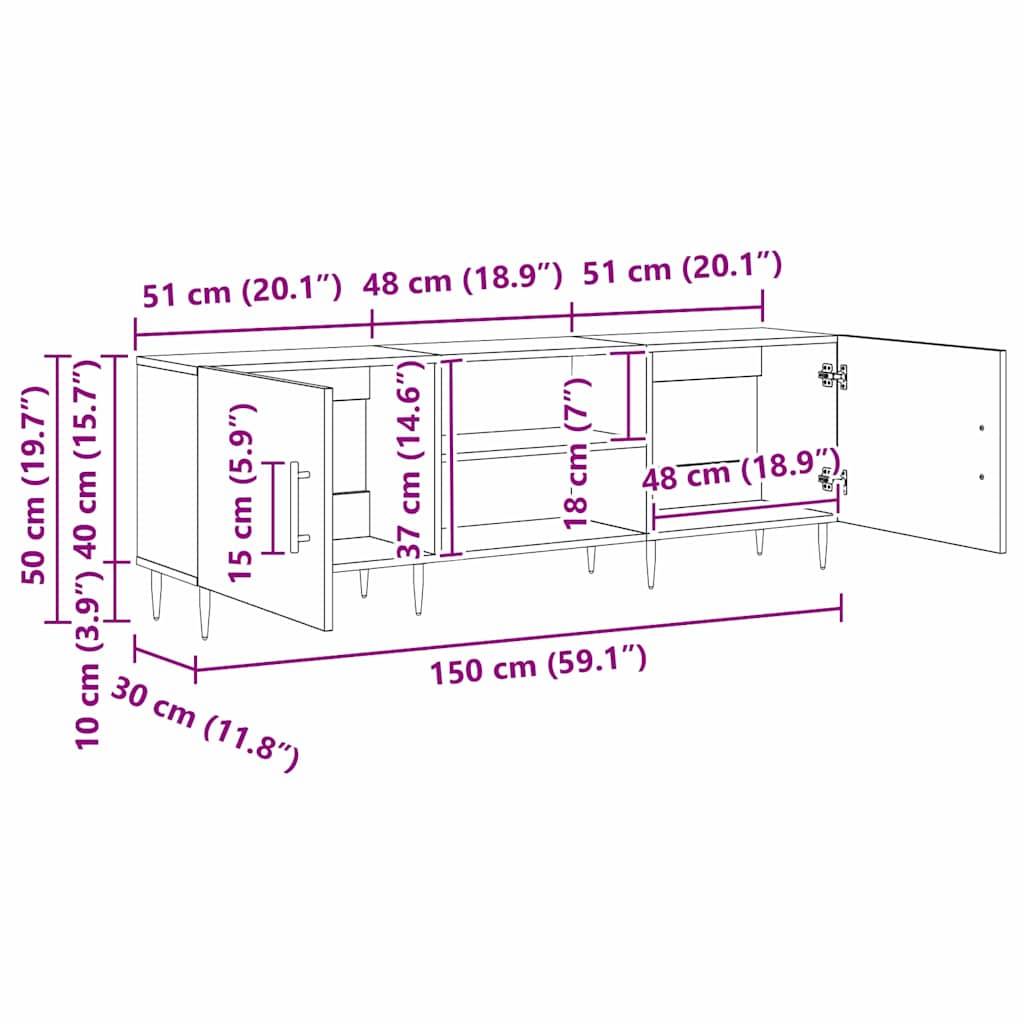 vidaXL TV-Schränk Altholz 150 x 30 x 50 cm Holzwerkstoff