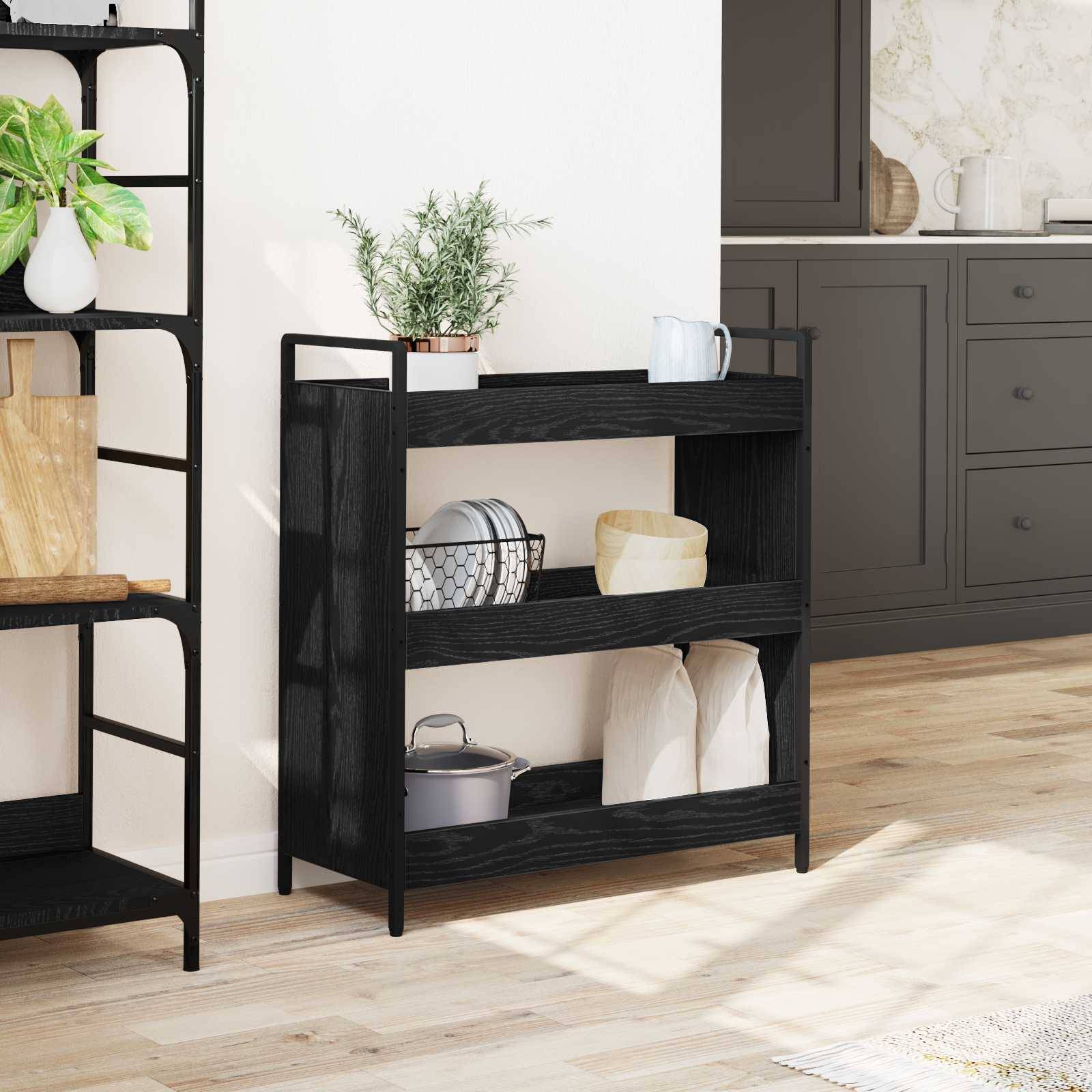 vidaXL Küchentrolley Schwarz Eichen-Optik 70 x 30 x 82 cm