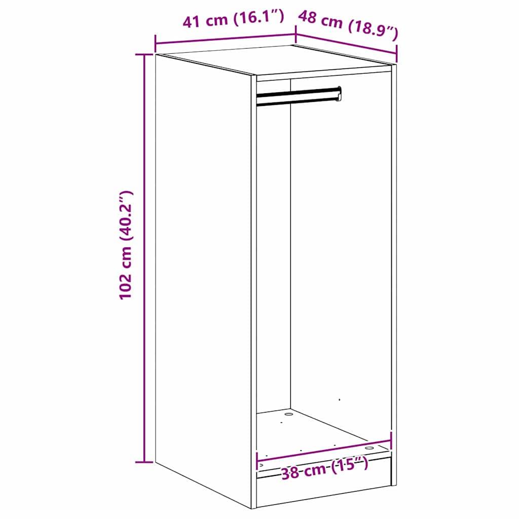 vidaXL Kleiderschrank mit Regal mit Speicher Altholz 41 x 48 x 102 cm