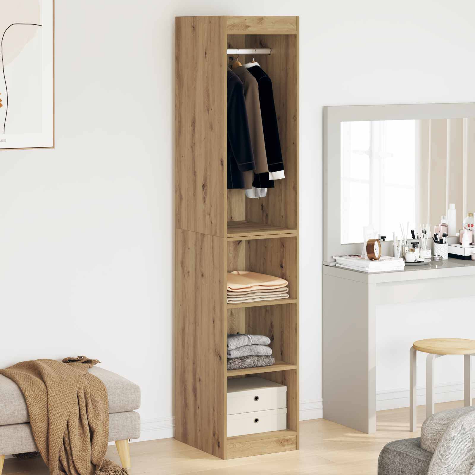 vidaXL Kleiderschrank mit Regal Artisan-Eiche 41 x 48 x 102 cm