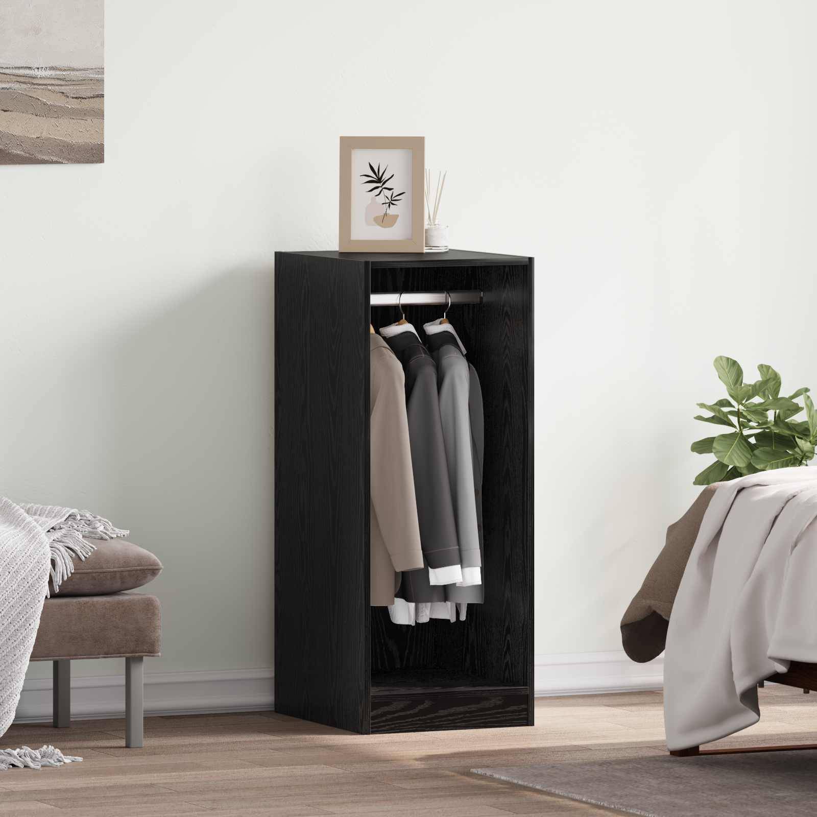 vidaXL Kleiderschrank mit Regal Schwarz Eichen-Optik 41 x 48 x 102 cm