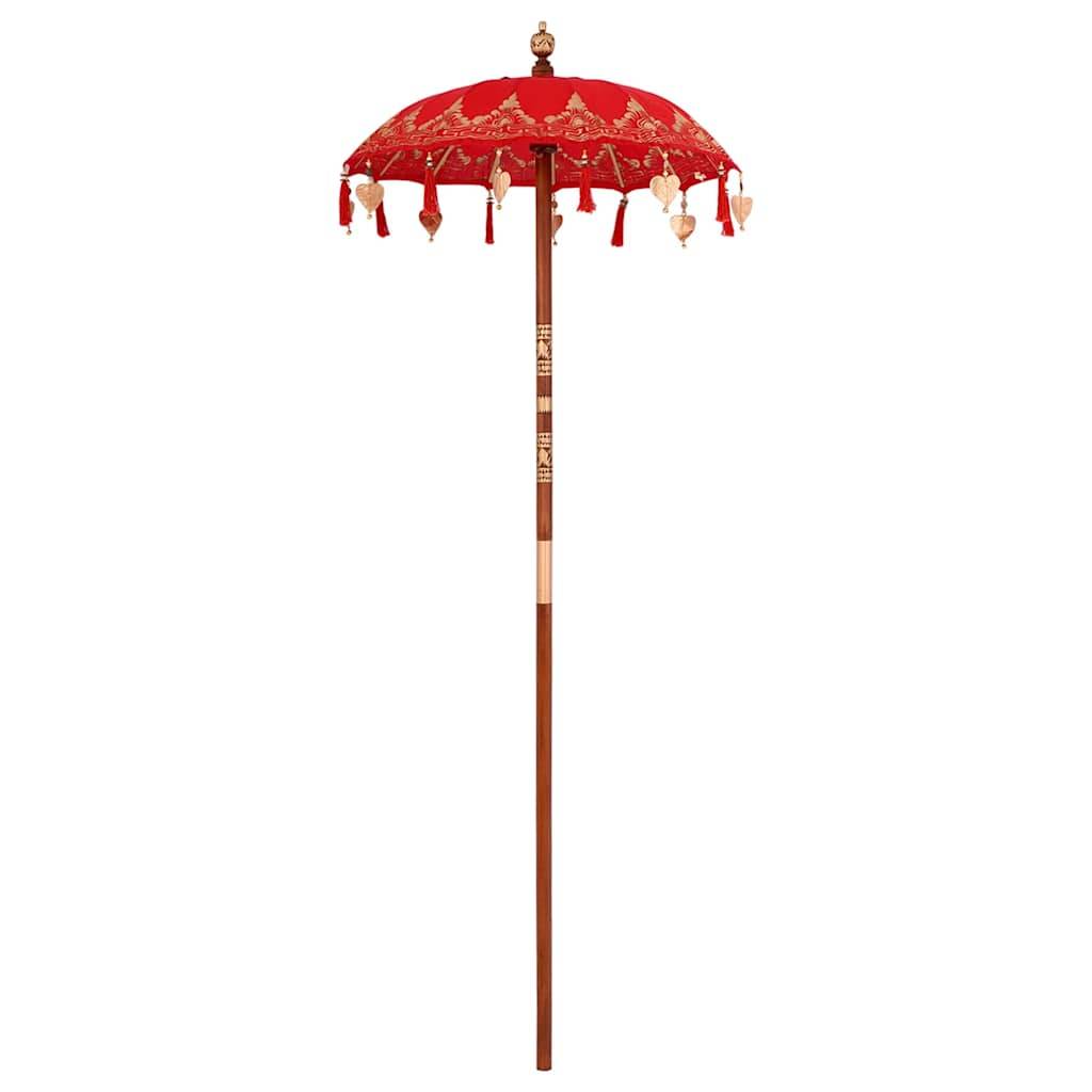 vidaXL Sonnenschirm mit Fuß Rot und Braun 250 cm Baumwolle und Holz