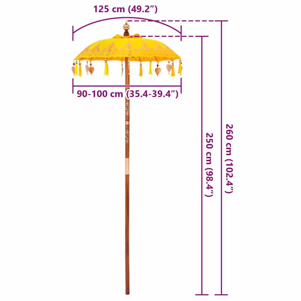 vidaXL Balinesischer Sonnenschirm Gelb 95 x 95 x 260 cm