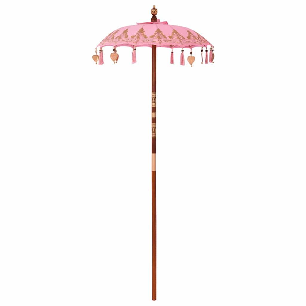 vidaXL Sonnenschirm mit Fuß Pink und Braun 250 cm Baumwolle und Holz