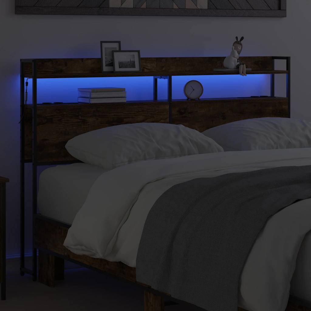 vidaXL Aufbewahrungskopfteil Räuchereiche 160 cm Holzwerkstoff