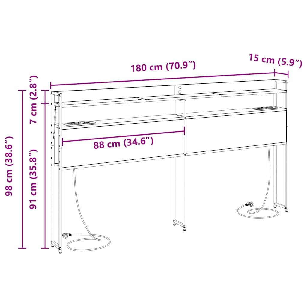 vidaXL Aufbewahrungskopfteil mit Speicher Räuchereiche Holzwerkstoff