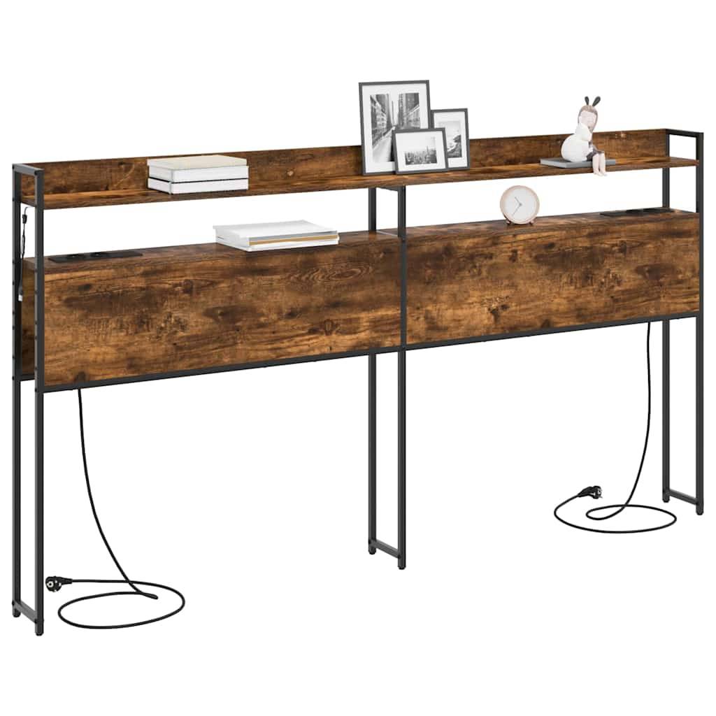 vidaXL Aufbewahrungskopfteil mit Speicher Räuchereiche Holzwerkstoff