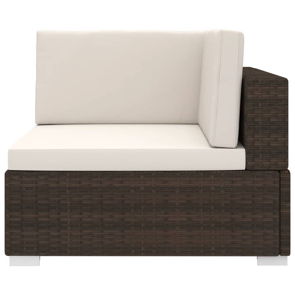 vidaXL Modular-Ecksessel mit Kissen Poly Rattan Braun