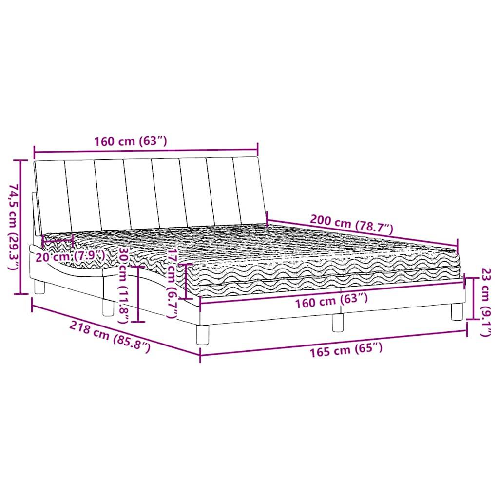 vidaXL Bett mit Matratze "Hanko" Creme 160x200 cm Stoff