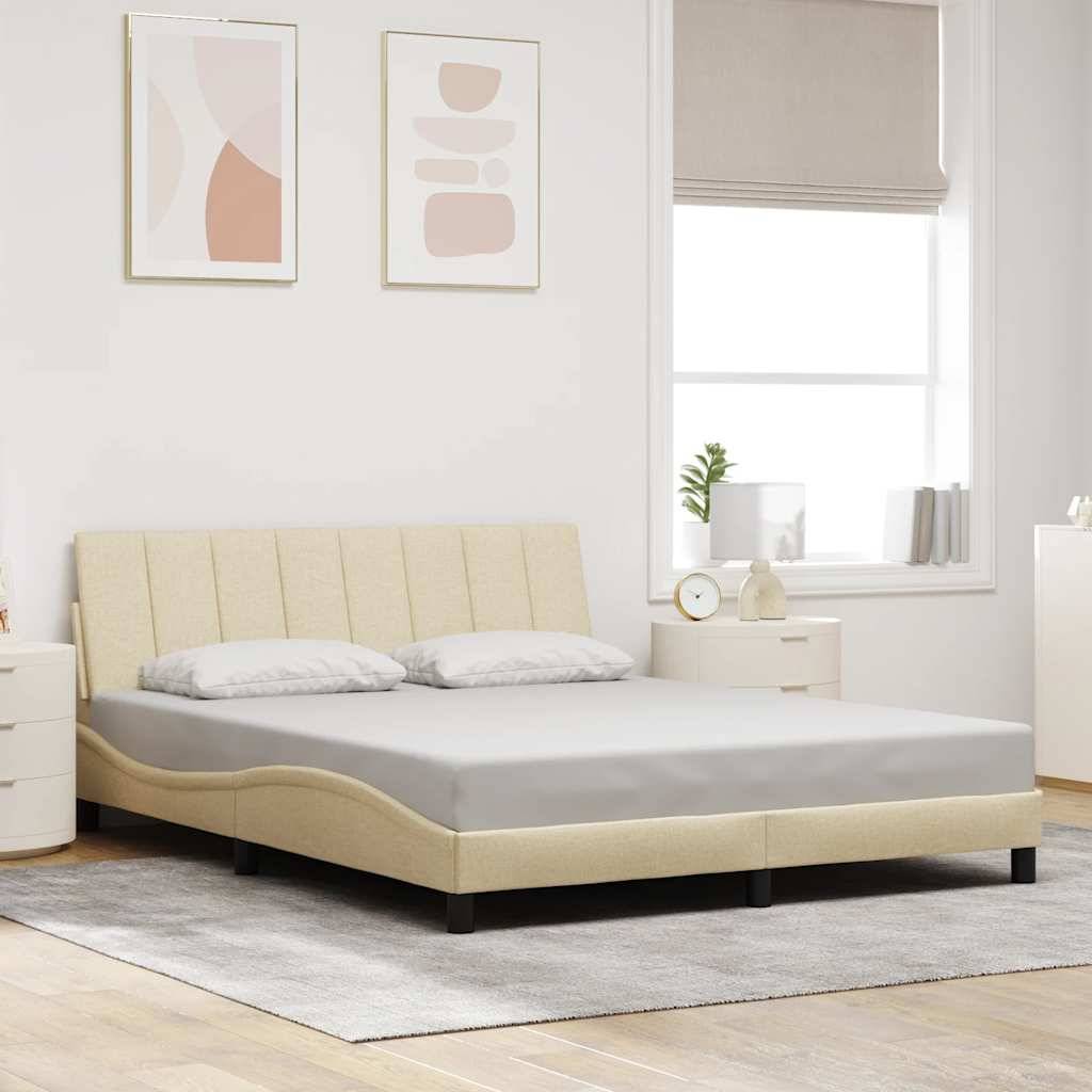 vidaXL Bettgestell ohne Matratze "Hanko" Creme 160x200 cm Stoff