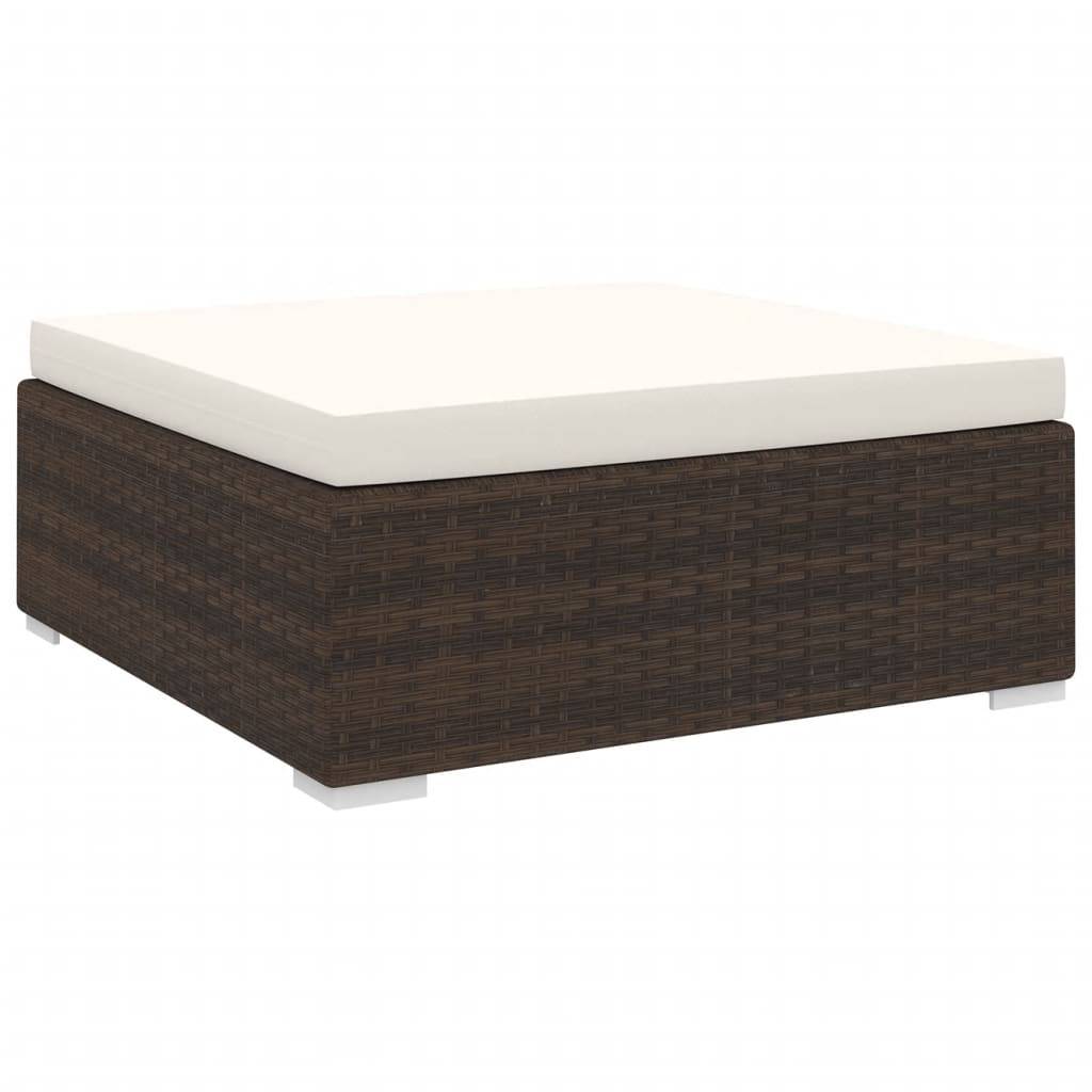 vidaXL Modular-Fußhocker mit Kissen Poly Rattan Braun