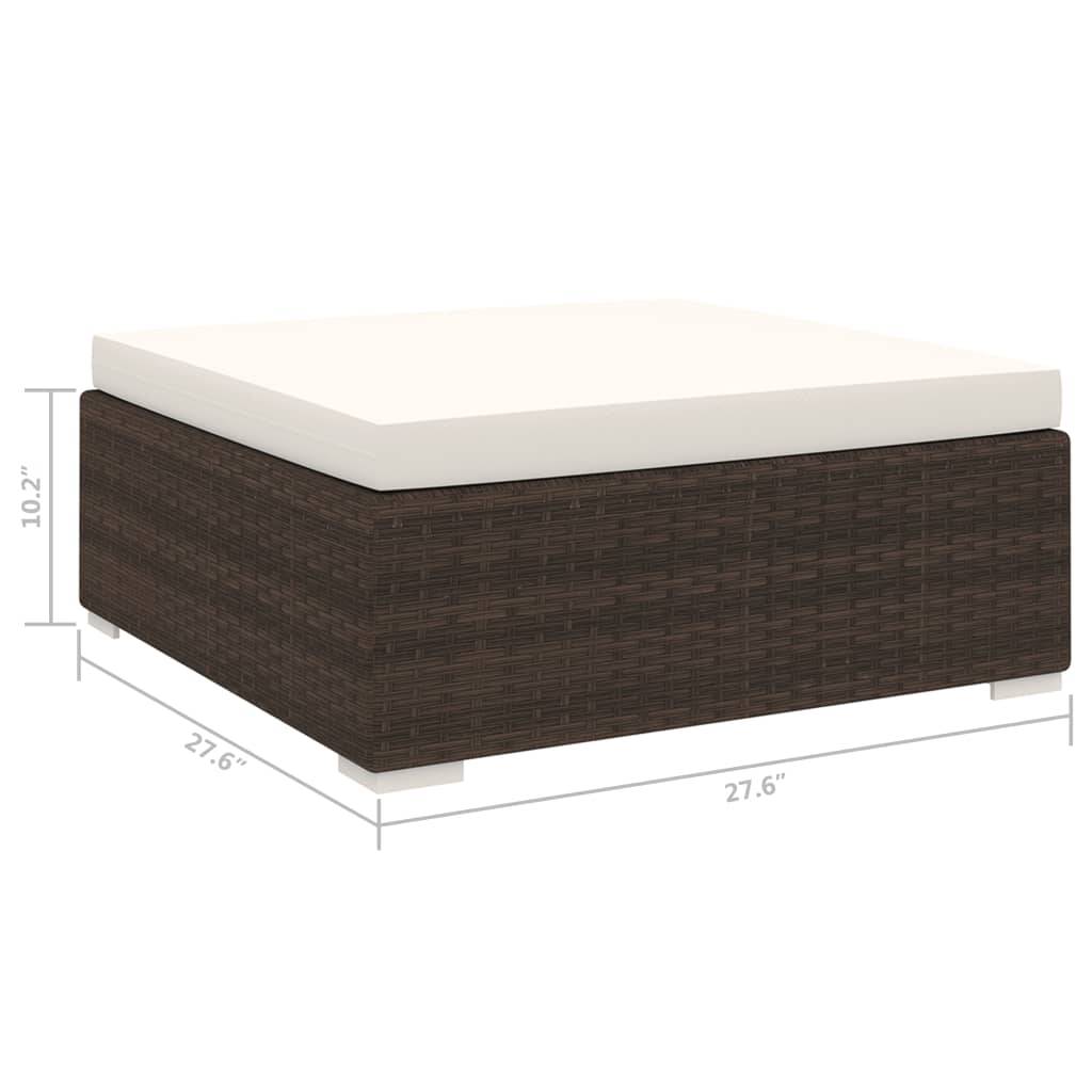 vidaXL Modular-Fußhocker mit Kissen Poly Rattan Braun