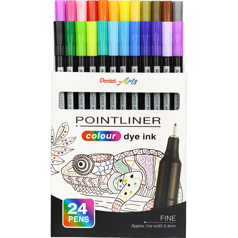 PentelArts Fineliner POINTLINER colour dye ink, 24er Etui