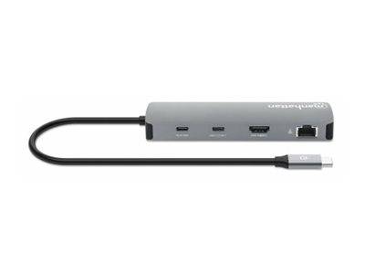 MANHATTAN USB-C PD auf HDMI 9-in-1 4K Dockingstation grau
