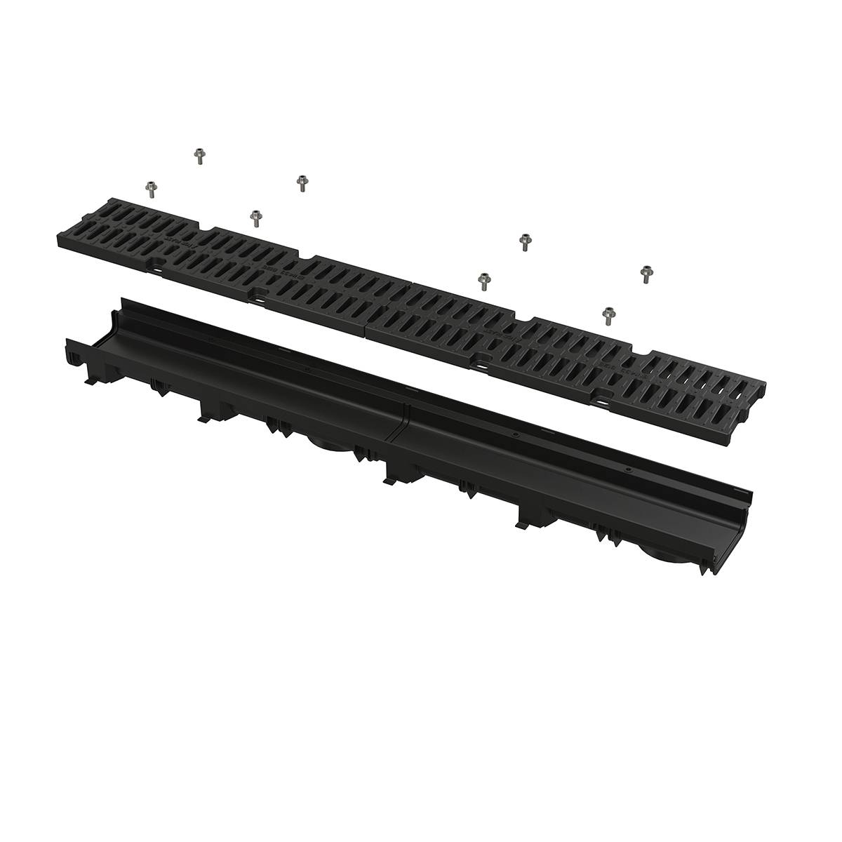Alcadrain Entwässerungsrinne 60 mm mit Kunststoffrand und Rost aus Komposite B125