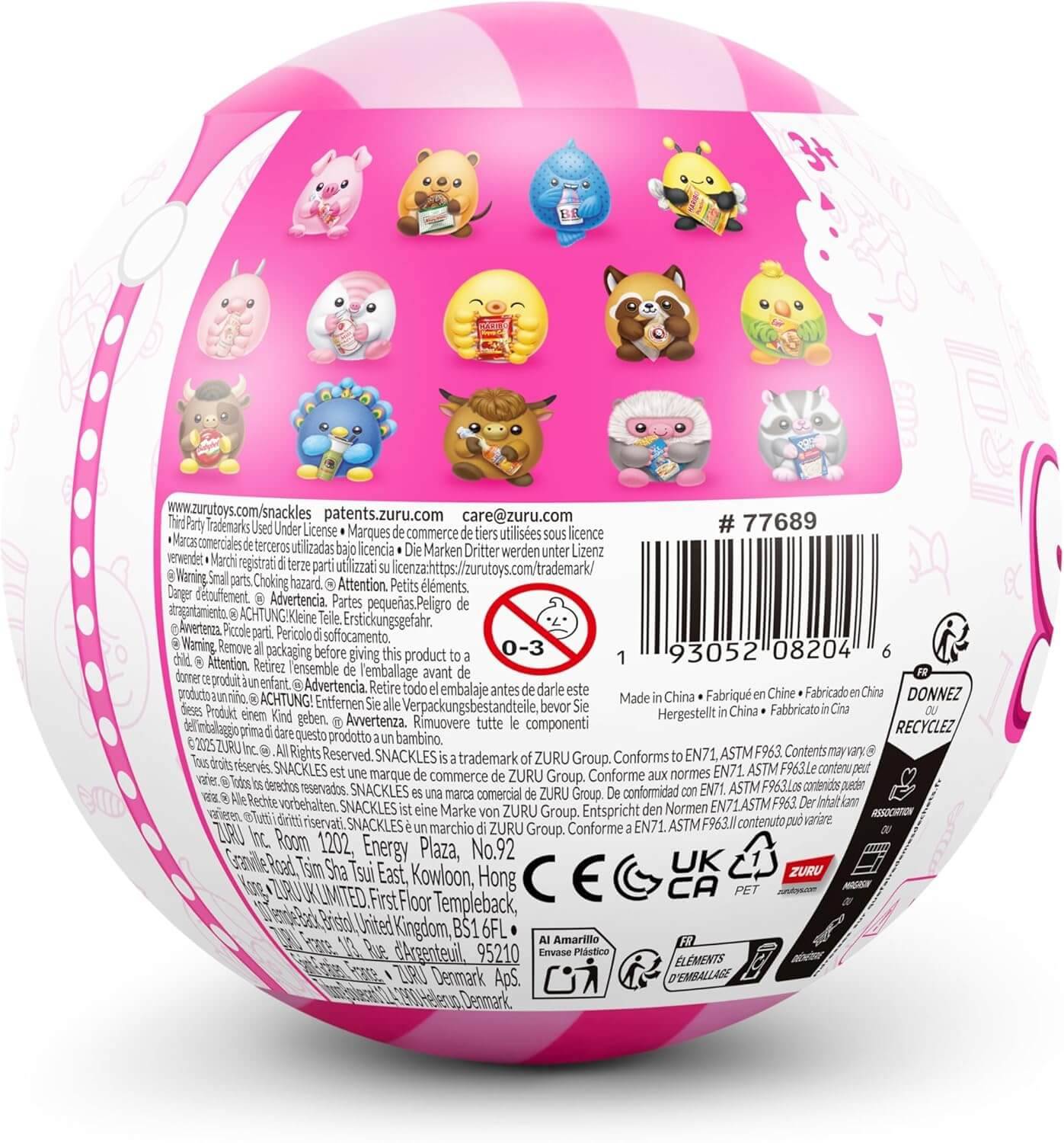 ZURU 77689 - Snackles Plüsch-Spielzeug mit Snack-Marken (Überraschung), Serie 3 - Kuscheltier Kugel (14 cm)