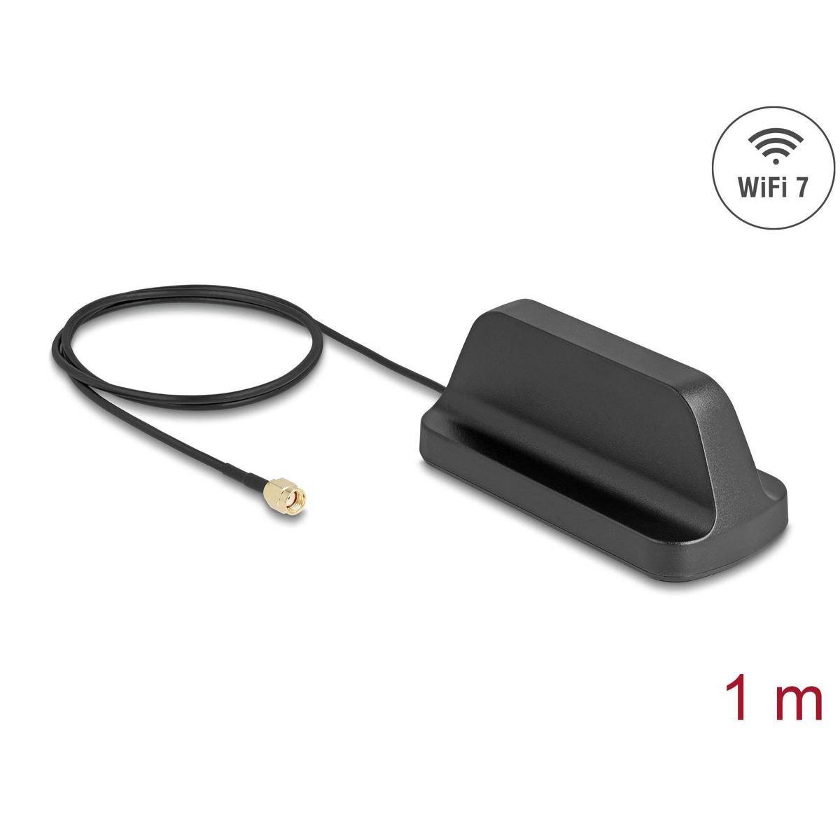 Delock WiFi 7 Antenne RP-SMA Stecker 2,5 - 3,6 dBi omnidirektional mit magnetisc