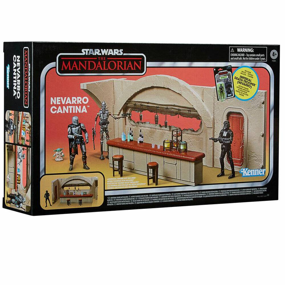 Star Wars The Mandalorian 'Nevarro Cantina' Spielset-Box mit Bareinrichtung, Figuren und Zubehör.
