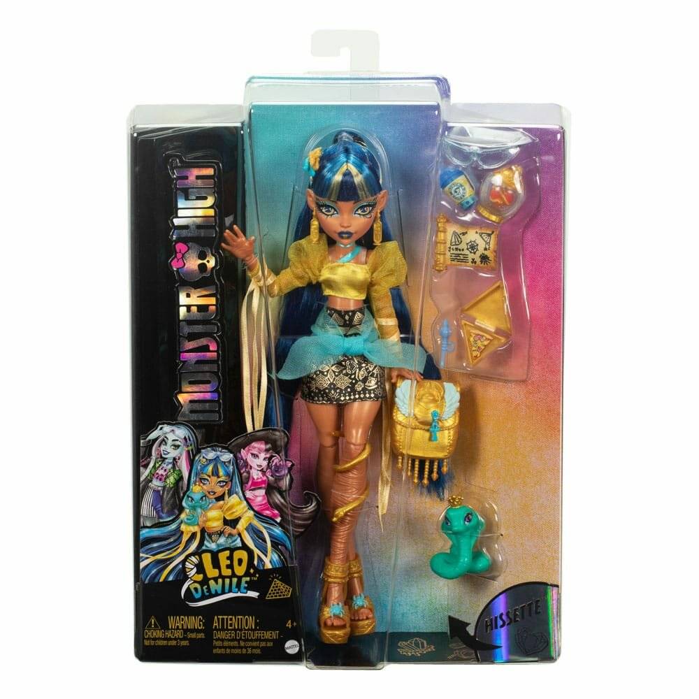 Monster High Cleo De Nile Puppe in goldener Bluse Accessoires HXH74 ab 4 Jahre