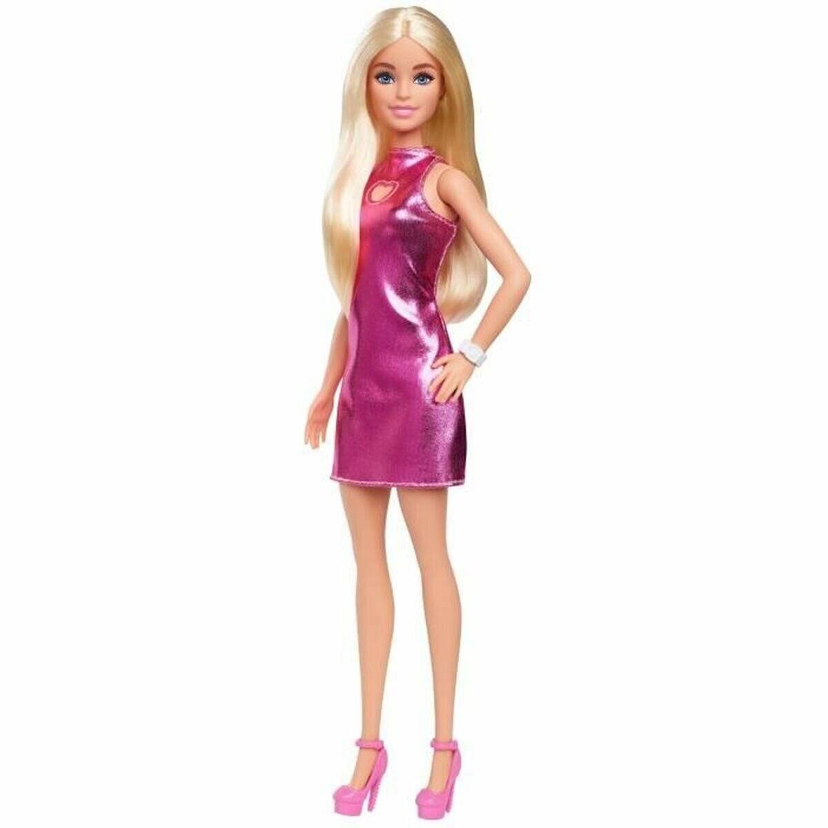 Barbie Fashionista Puppe Im Pinken Metallic-Kleid Mit Herz-Aussparung