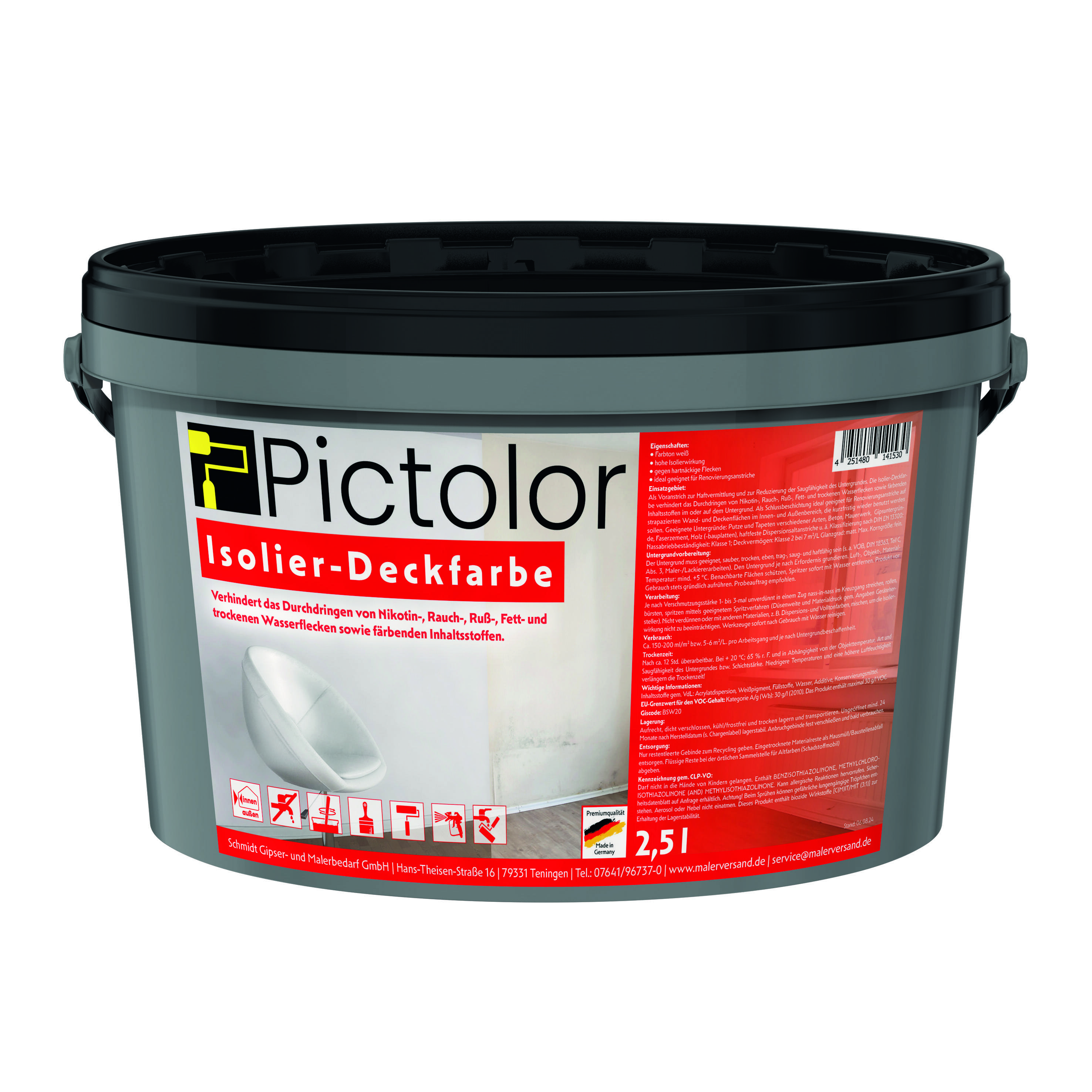Pictolor@ Isolier - Deckfarbe 2,5 Liter