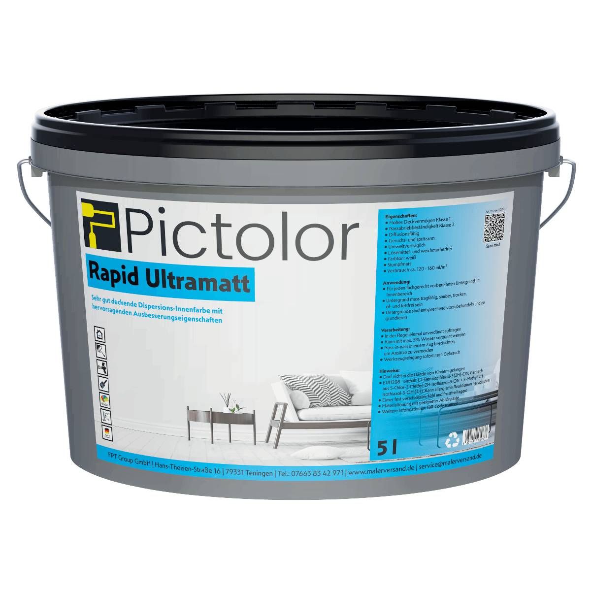 Pictolor@ Rapid Ultramatt 5 Liter Weiß