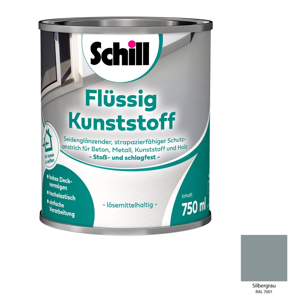 Schill Flßssig Kunststoff 0,75 Liter RAL 7001 für Silbergrau