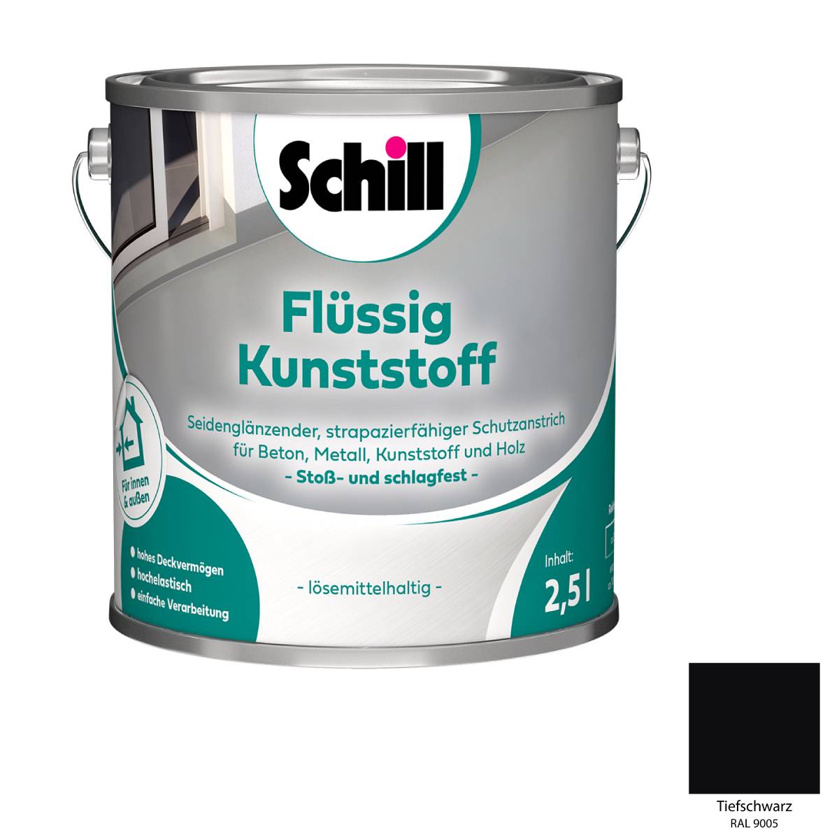 Schill Flßssig Kunststoff 2,5 Liter RAL 9005 für Tiefschwarz