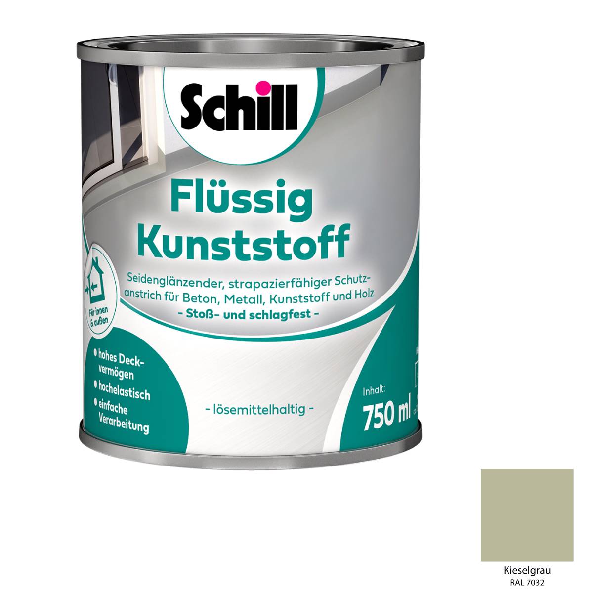 Schill Flßssig Kunststoff 0,75 Liter RAL 7032 für Kieselgrau