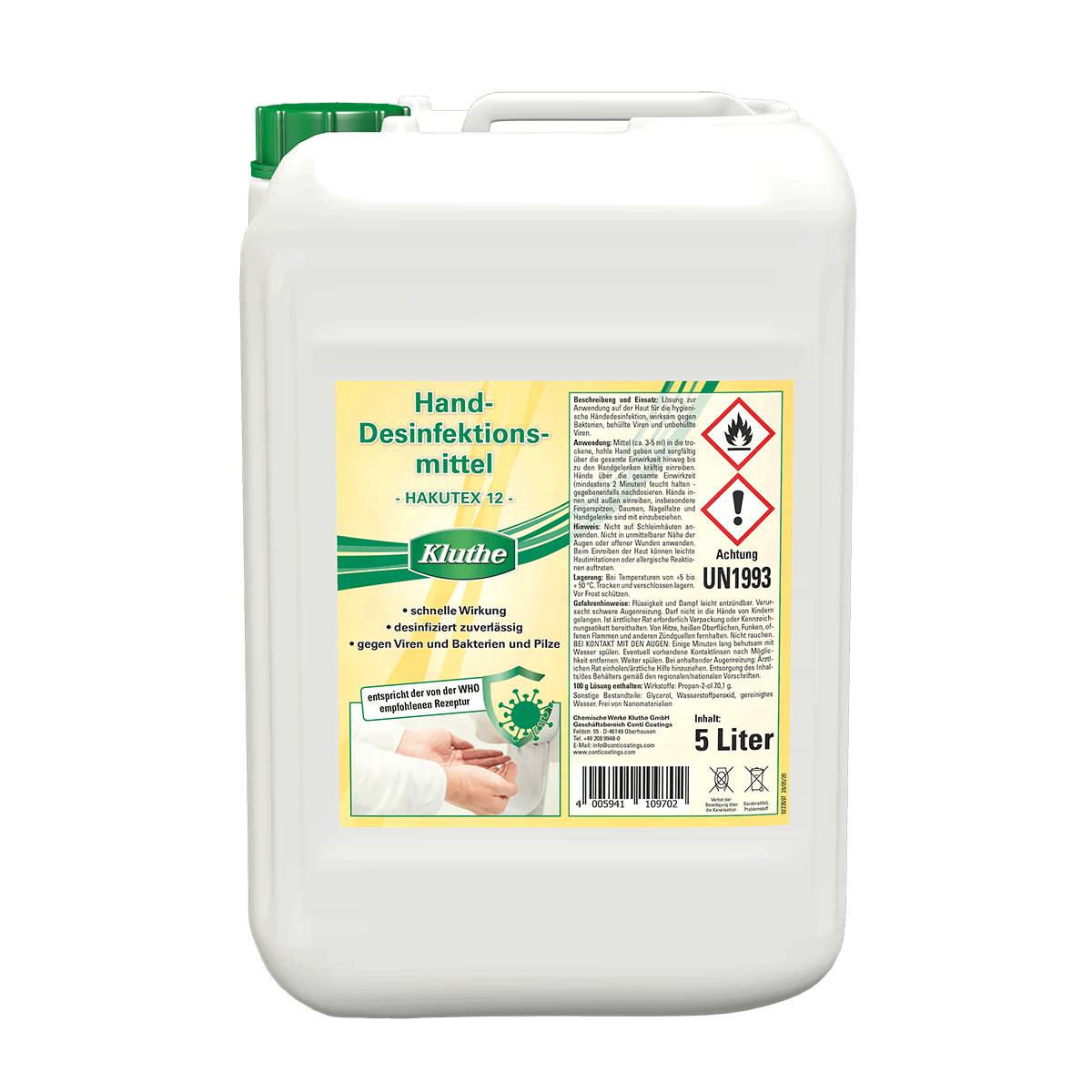 Kluthe Handdesinfektionsmittel HAKUTEX 12 5 Liter