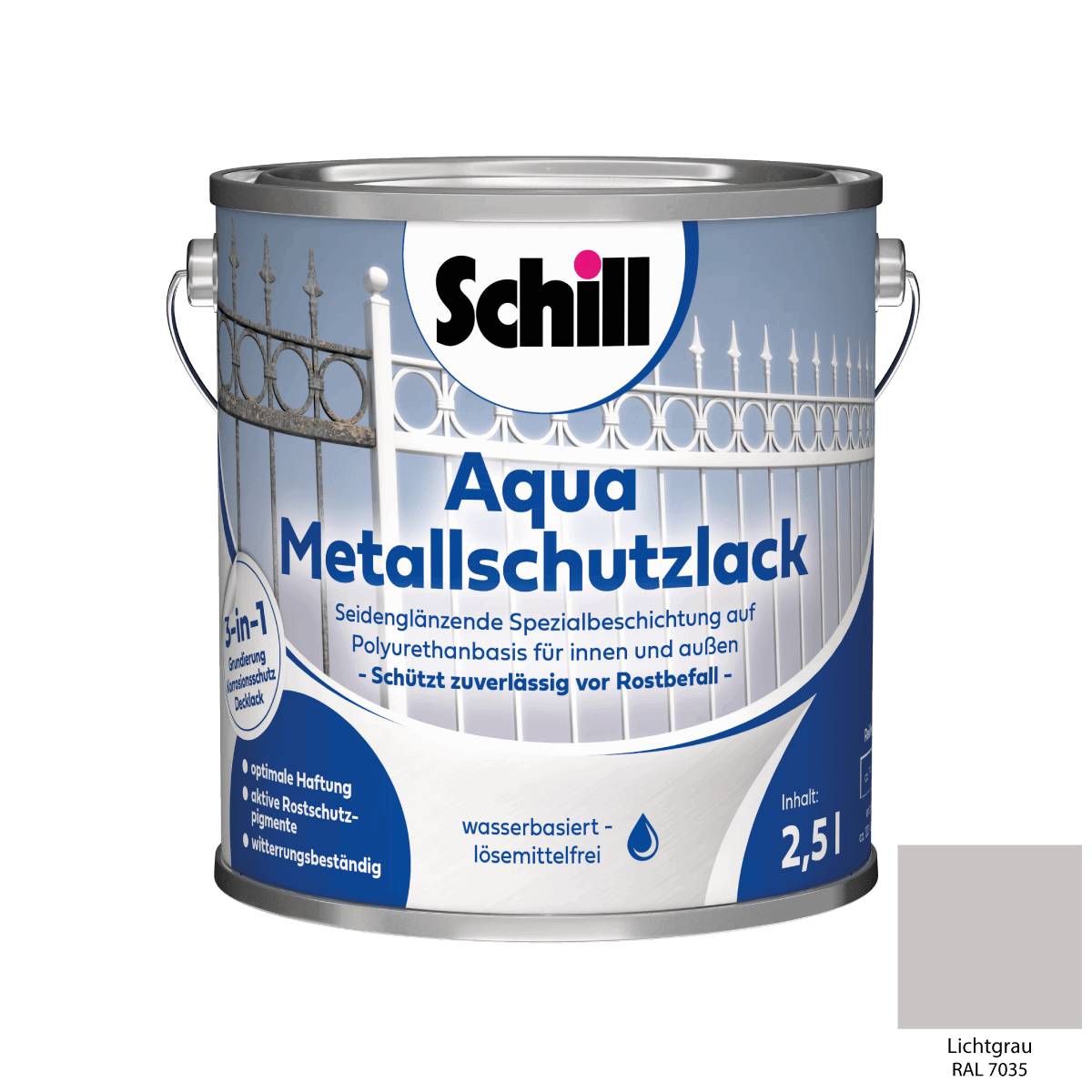 Schill Aqua Metallschutz 3 in 1 2,5 Liter RAL 7035 - Lichtgrau