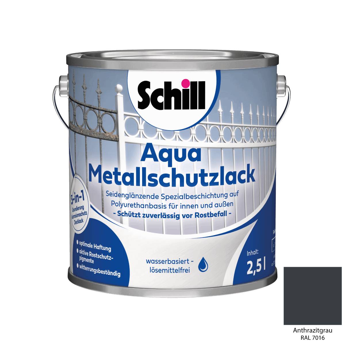 Schill Aqua Metallschutz 3 in 1 2,5 Liter RAL 7016 - Anthrazitgrau