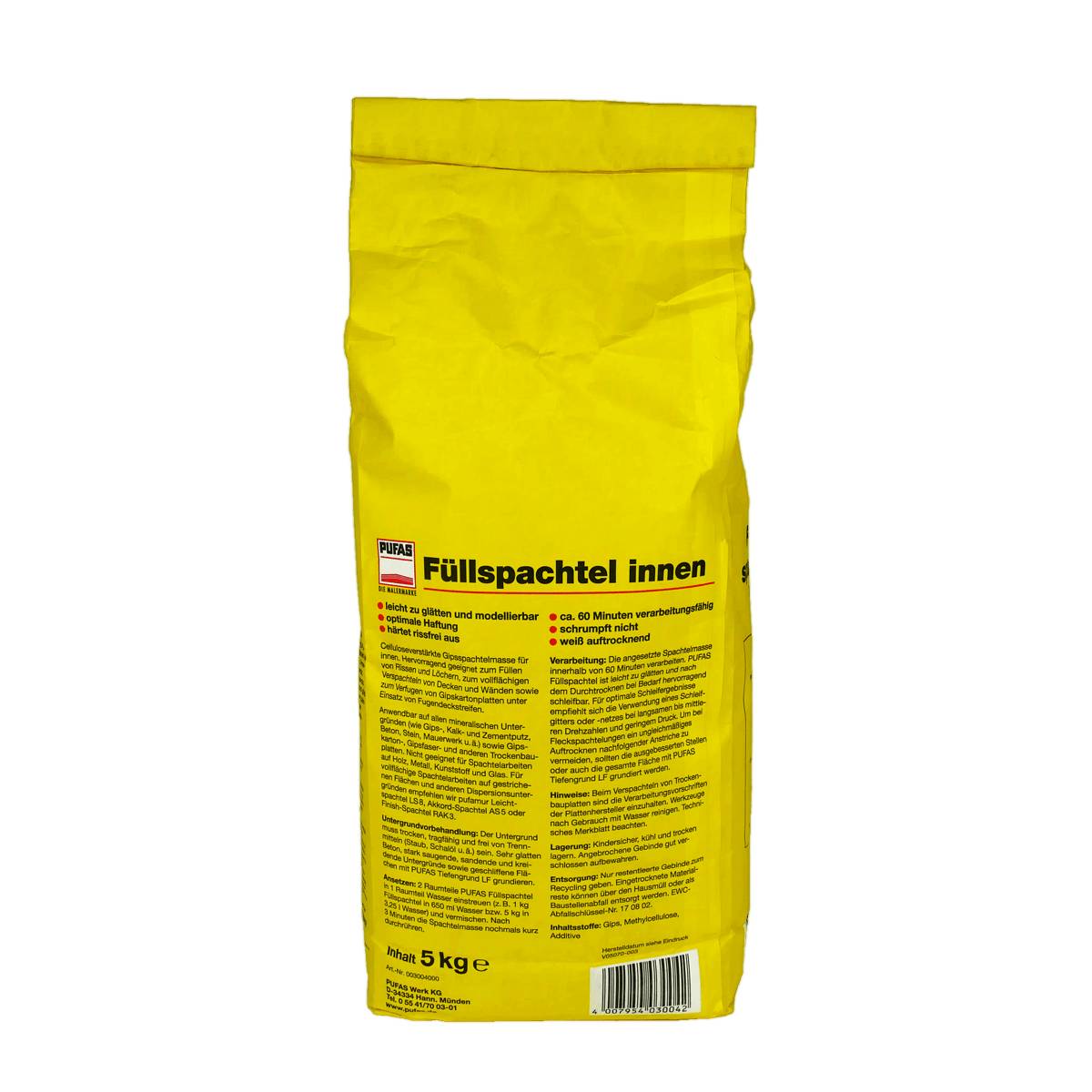 PUFAS Fßllspachtel innen Gipsspachtelmasse 5 kg