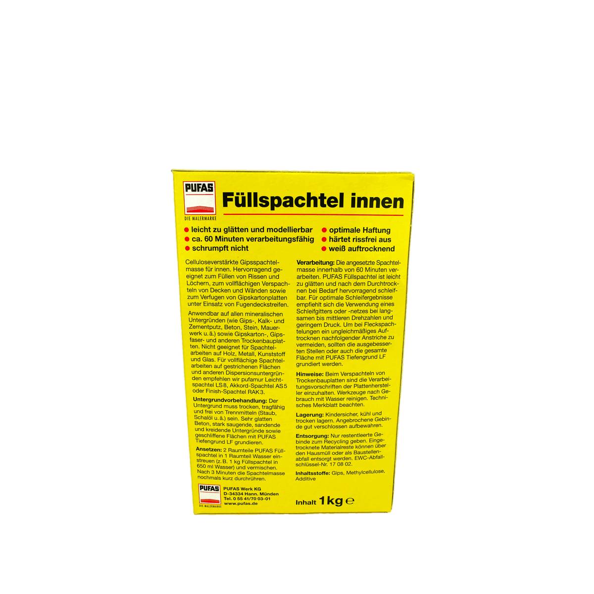 PUFAS Fßllspachtel innen Gipsspachtelmasse 1 kg