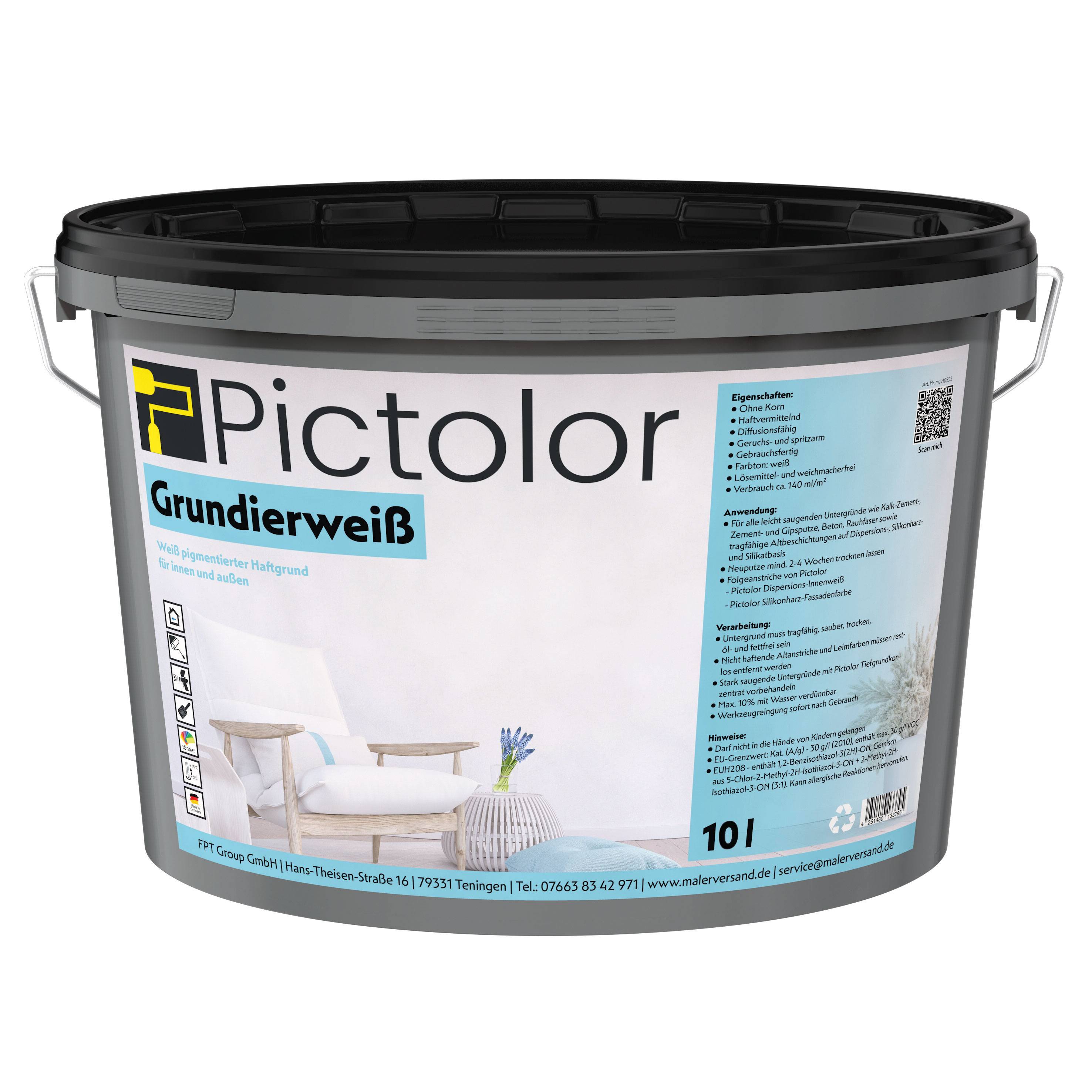 Pictolor@ Grundierweiß Grundierfarbe 12,5 Liter
