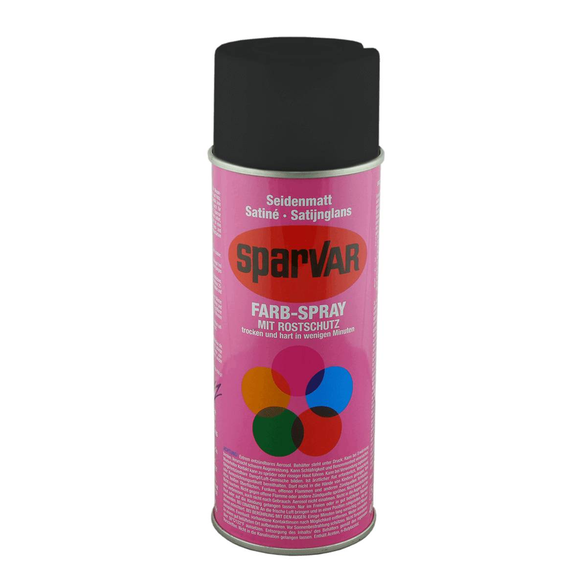 Sparvar Farb-Spray mit Rostschutz Seidenmatt RAL 9005 - Tiefschwarz