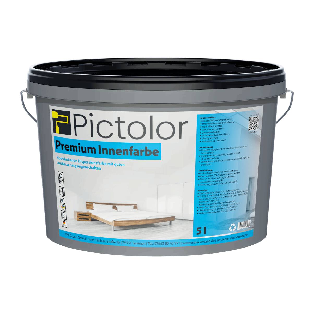Pictolor@ Premium Innenweiß Wohnraumfarbe 5 Liter Palazzo