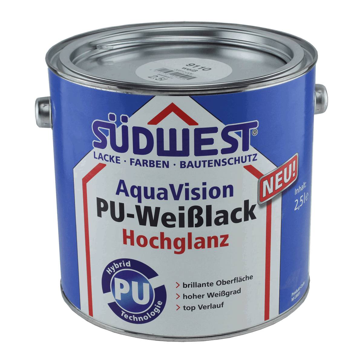 SÜDWEST AquaVision PU-Weißlack Hochglanz 2,5 Liter