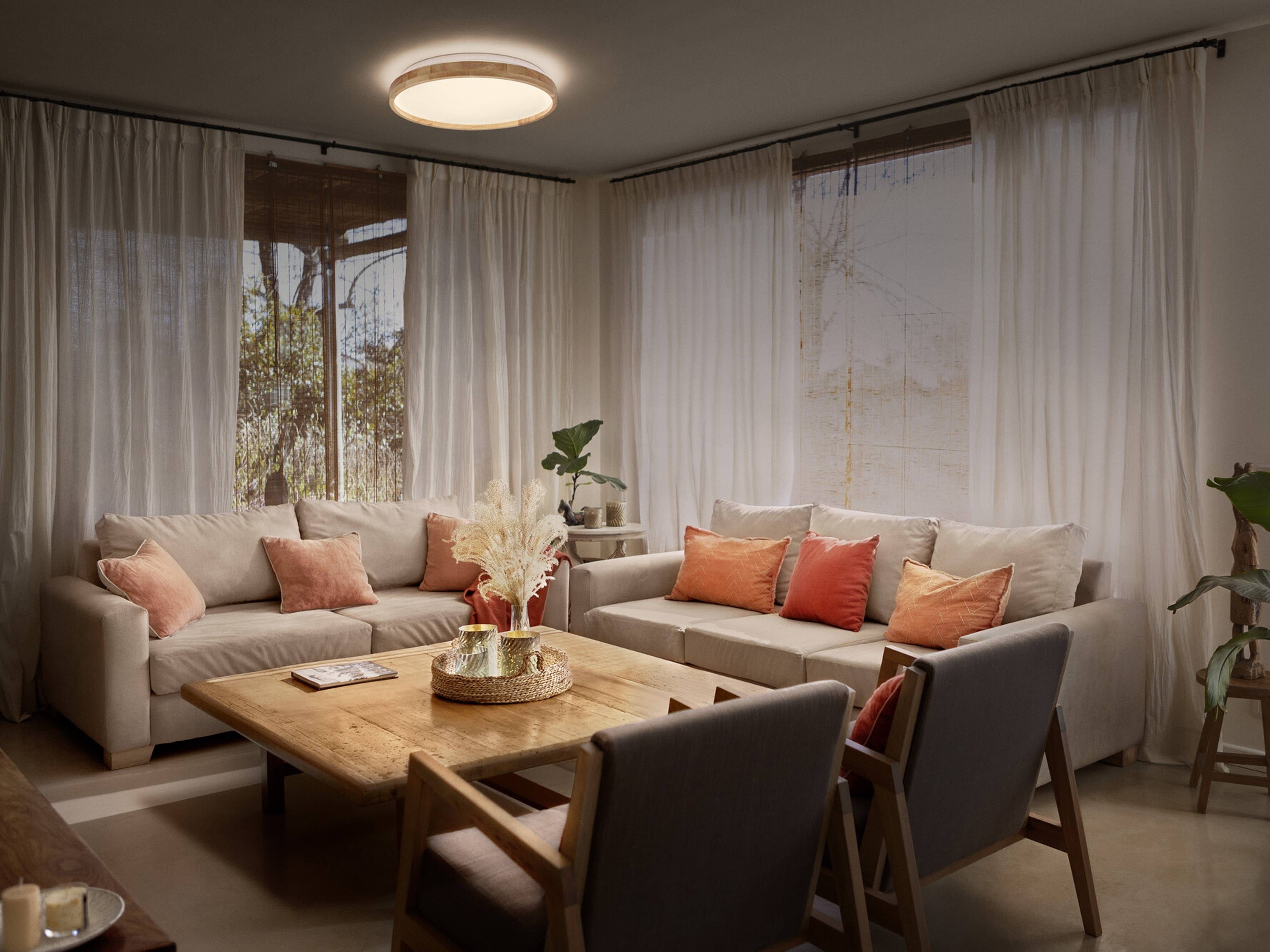 OSRAM LED-Deckenleuchte mit Holzring, 16 W, 3000 K, Dimmbar, EEK: E, 1000 lm, IP20, warmweiß