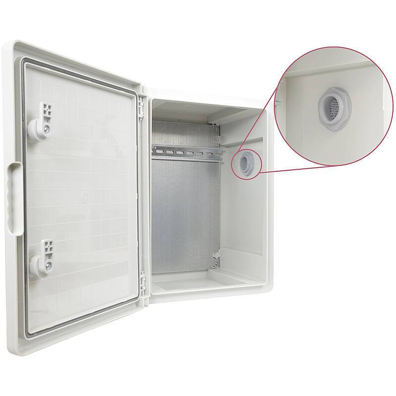 Anschlusskasten IP65 Polyester DIN-Rail, 22cm tief, Outdoor Anschlusskasten mit verstellbarer DIN-Schiene | Ideal für K