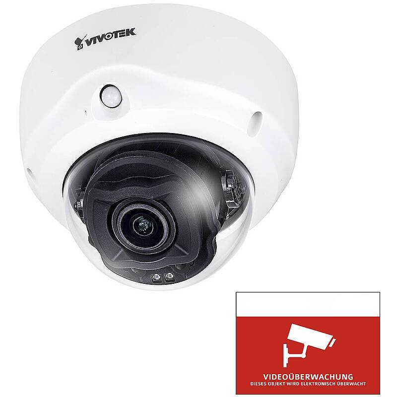1x VIVOTEK FD9187-HT-A IP-Kamera + Aufkleber, Set-Inhalt:1x Aufkleber, 1x Dome Kamera | 5 MegapixelDOME KAMERA SET | Bl