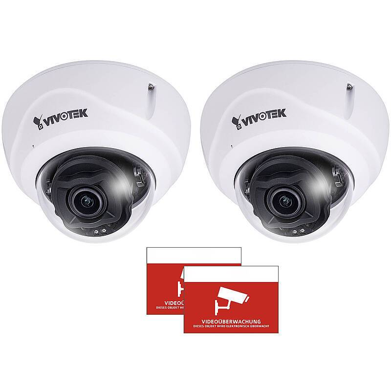 2x VIVOTEK FD9387-HTV-A IP-Kamera + Aufkleber, Set-Inhalt:2x Aufkleber, 2x Dome Kamera | 5 MegapixelDOME KAMERA SET | B