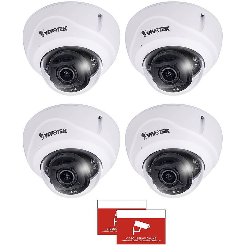 4x VIVOTEK FD9387-HTV-A IP-Kamera + Aufkleber, Set-Inhalt:2x Aufkleber, 4x Dome Kamera | 5 MegapixelDOME KAMERA SET | B